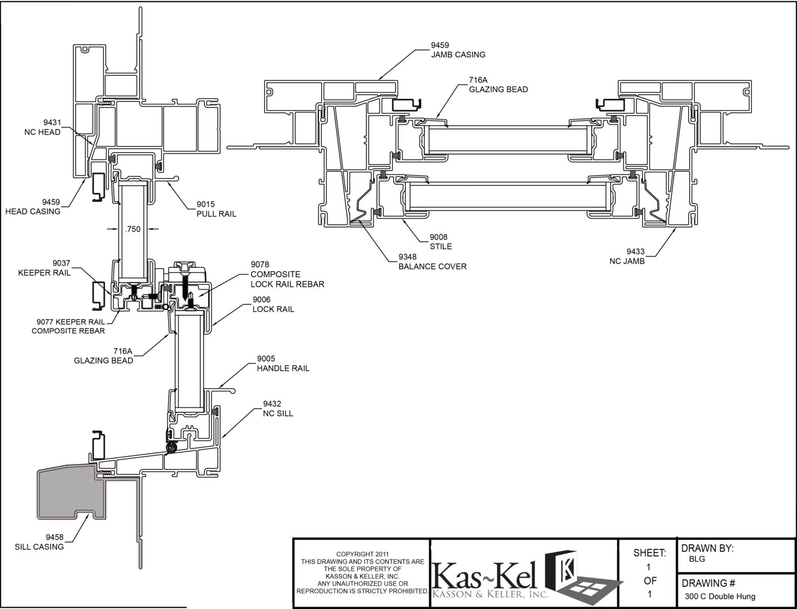 300C Double Hung Cross Section